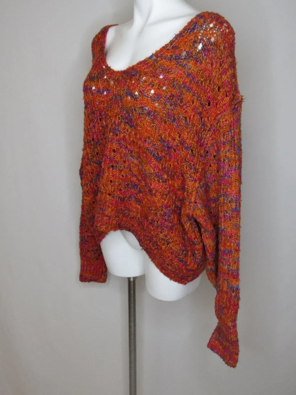 Free People Highland V-NeckOrange Space Dye Sweater Women's S Small